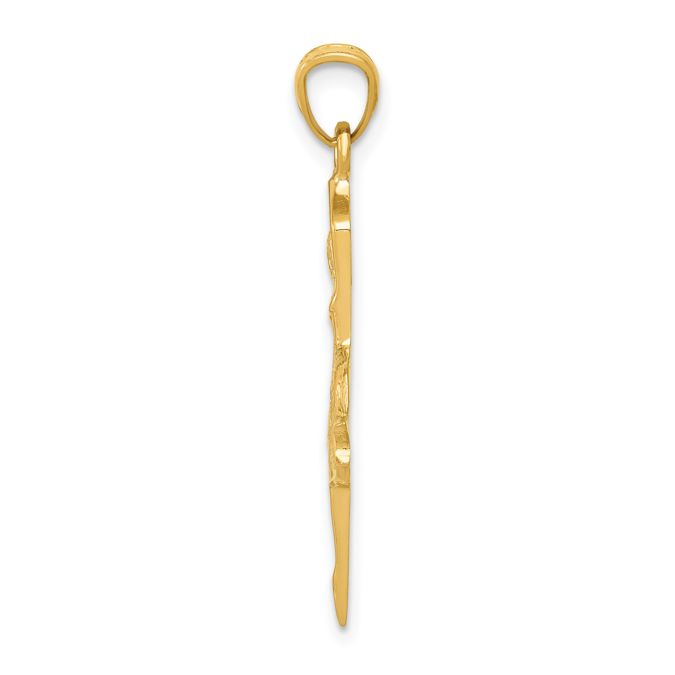 14K Gold Dancing Ballerina Pendant with Polished Finish Elegant and Solid Design