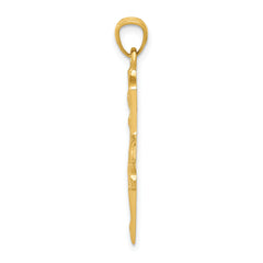 14K Gold Dancing Ballerina Pendant with Polished Finish Elegant and Solid Design