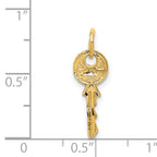 14K Gold Polished Key Charm with 3D Rounded Top  Elegant & Themed Design