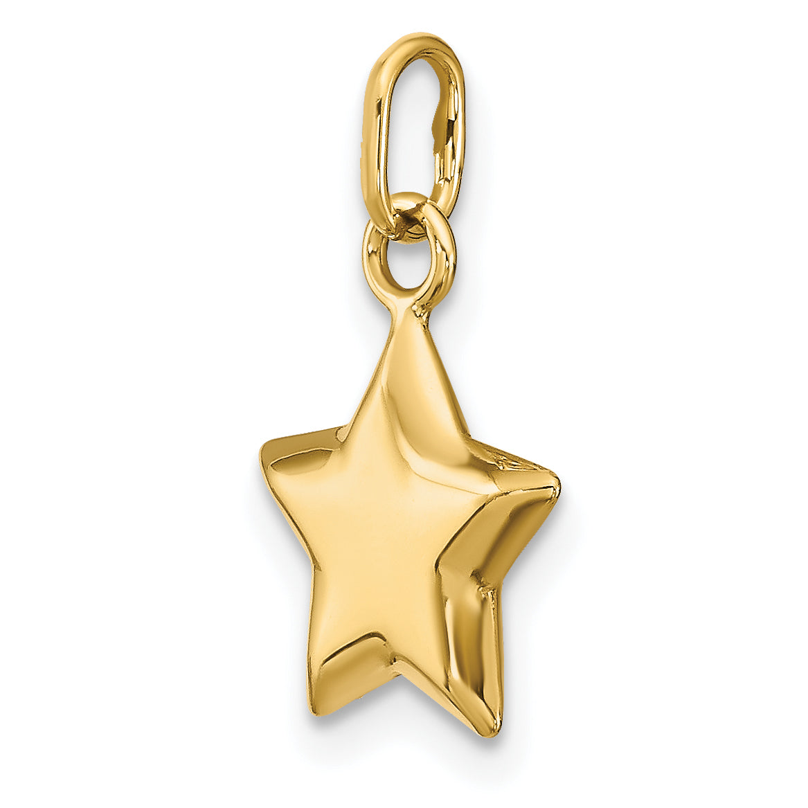 14K Gold 3D Puffed Star Charm with Polished Finish by Sophia Jewelers