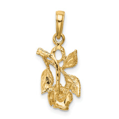 14K Rose Gold Pendant with Polished Finish and Textured Design