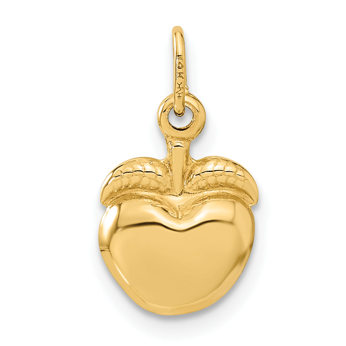 14K Gold 3D Apple Charm with Polished Finish Elegant Themed Design