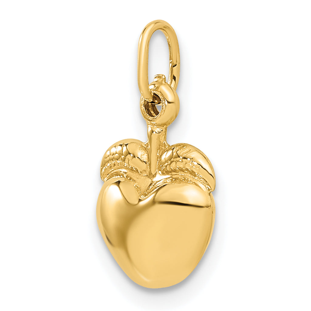 14K Gold 3D Apple Charm with Polished Finish Elegant Themed Design