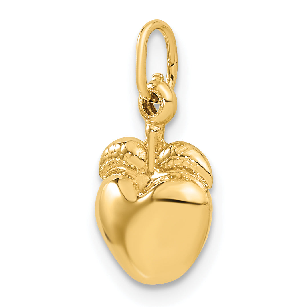 14K Gold 3D Apple Charm with Polished Finish Elegant Themed Design