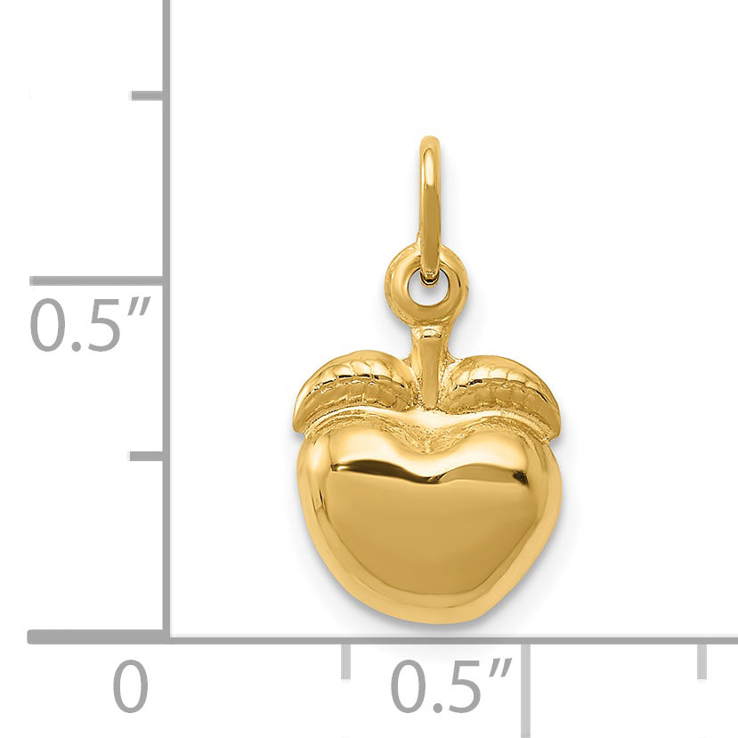 14K Gold 3D Apple Charm with Polished Finish Elegant Themed Design
