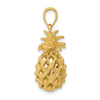 14K Gold 3D Pineapple Pendant with Polished Textured Finish  Tropical Charm