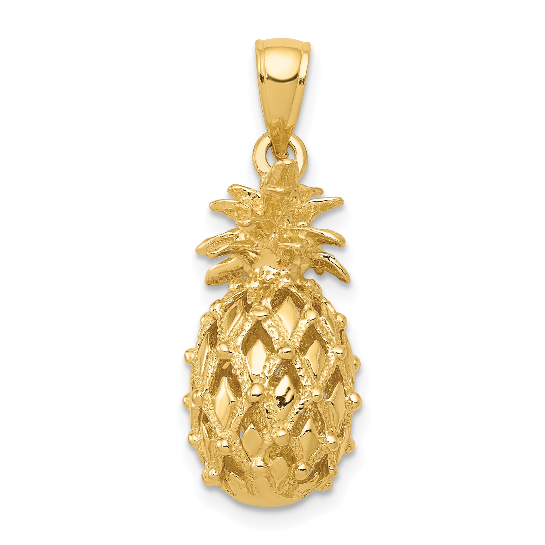 14k 3-D Cut-Out Pineapple Pendant Main image