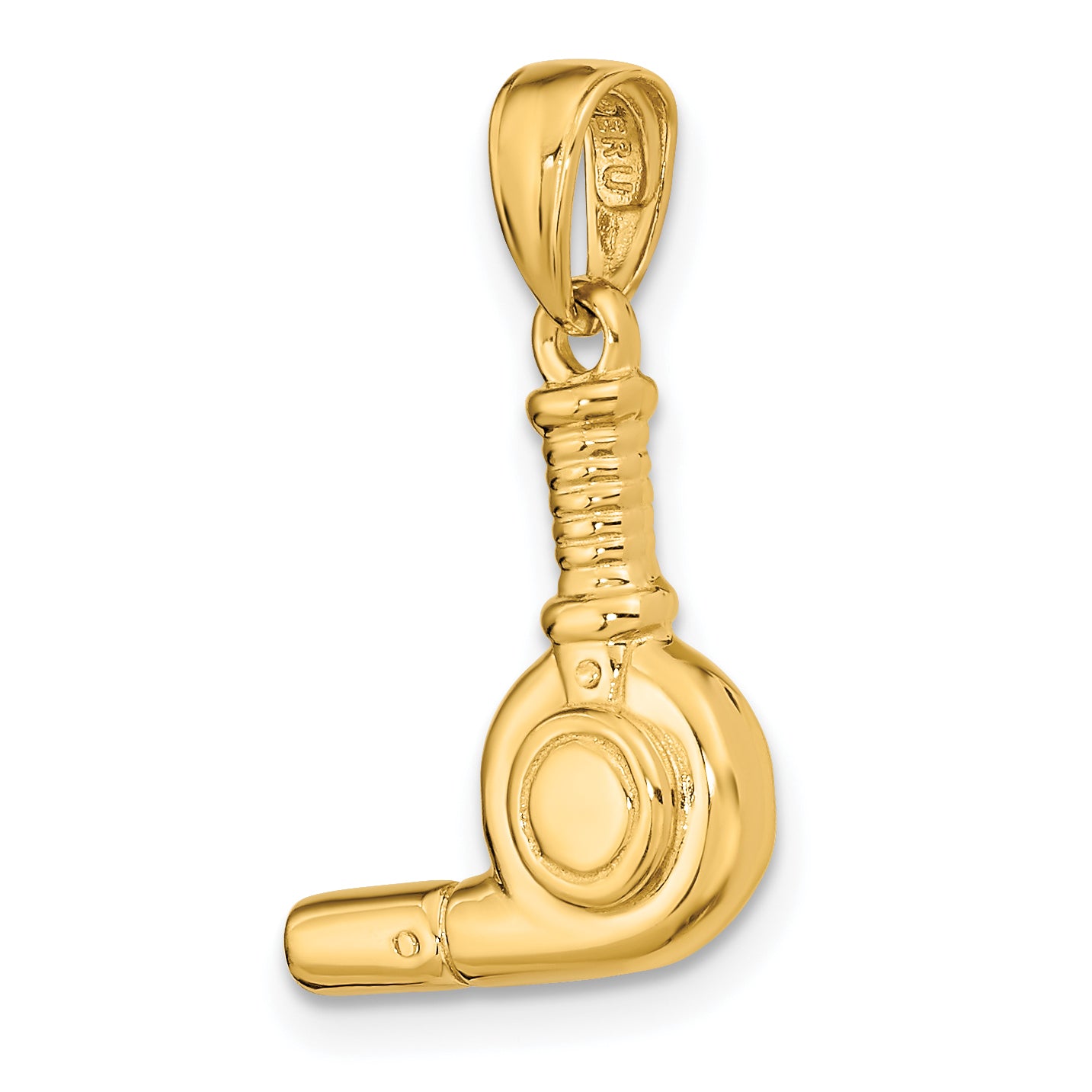 14K Gold 3D Blow Dryer Pendant with Polished Finish for Stylish Charm