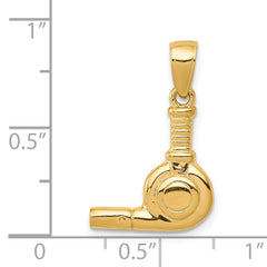 14K Gold 3D Blow Dryer Pendant with Polished Finish for Stylish Charm
