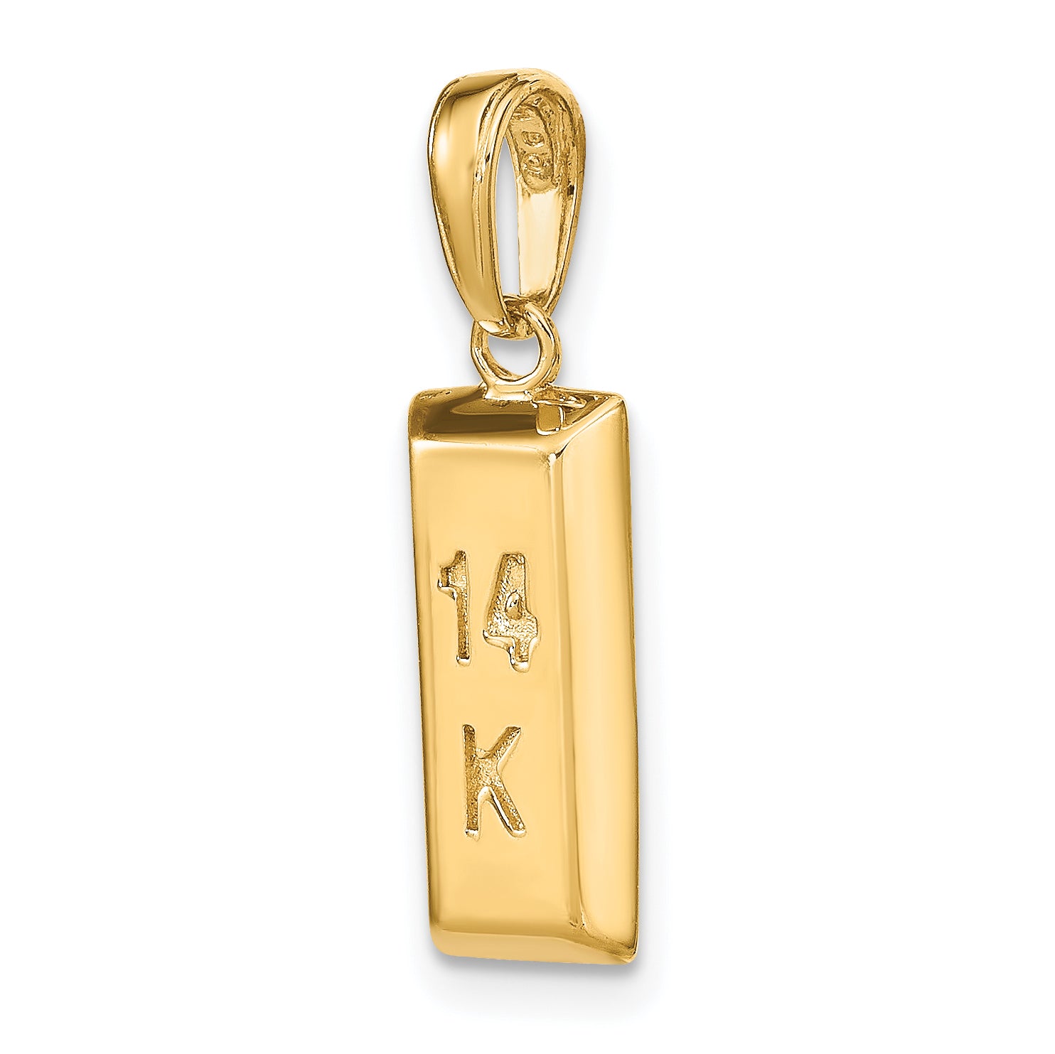 14K Gold 3D Bar Pendant for Men with Polished Finish
