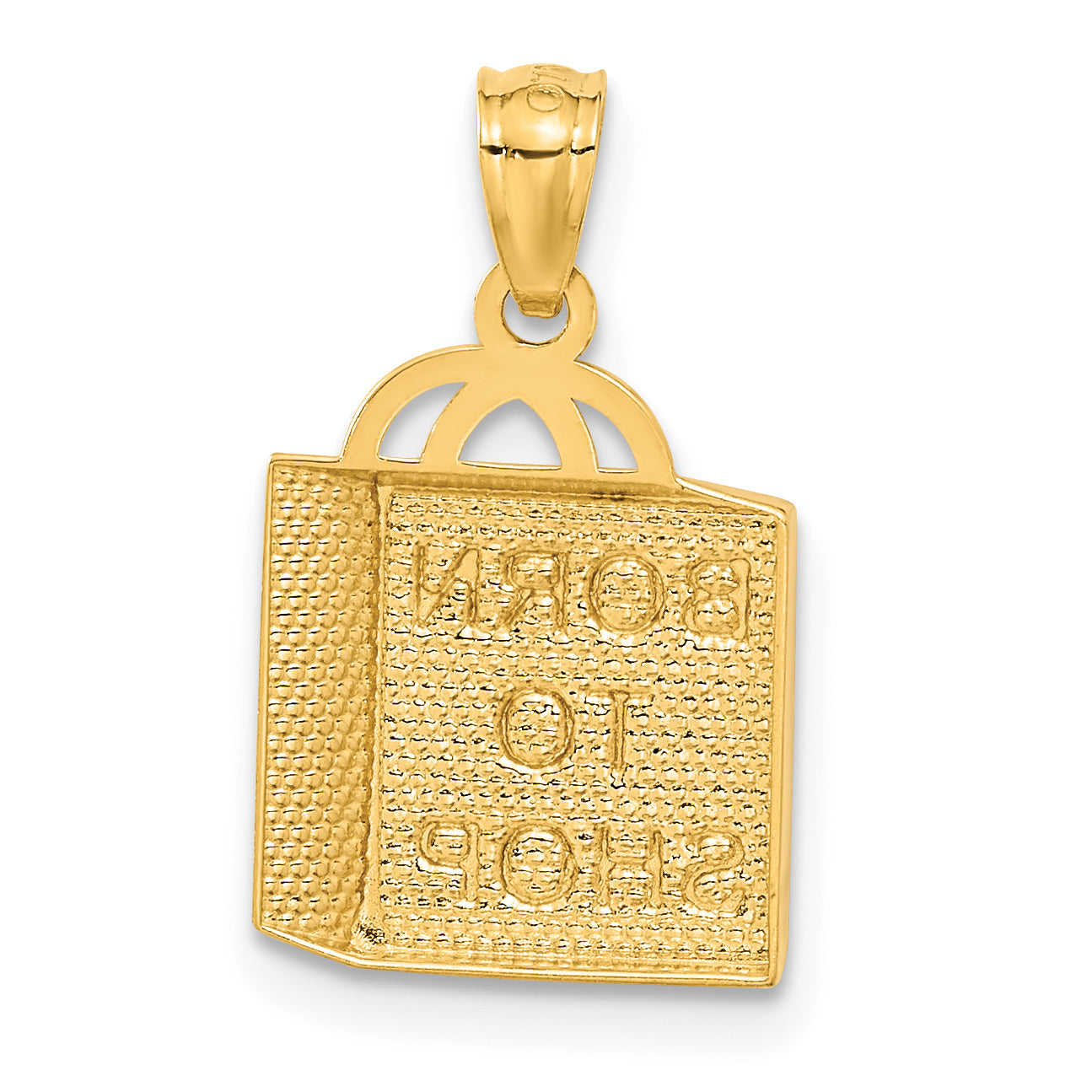 14K Gold Shopping Bag Pendant with Born to Shop Polished Finish