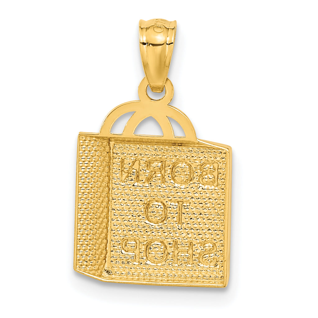 14K Gold Shopping Bag Pendant with Born to Shop Polished Finish
