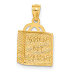 14K Gold Shopping Bag Pendant with Born to Shop Polished Finish