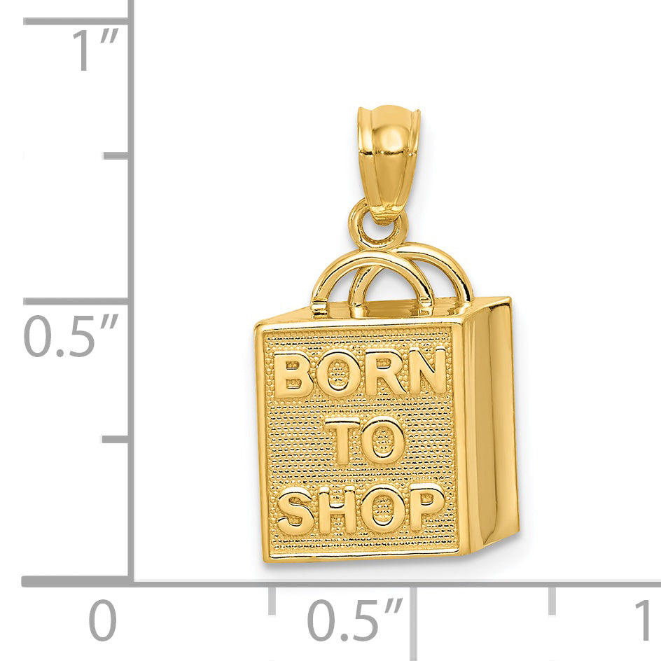 14K Shopping Bag w/BORN TO SHOP Pendant