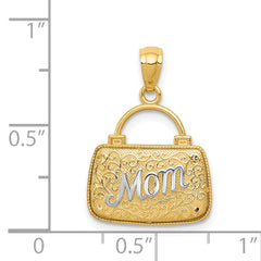 14K w/Rhodium 3D Reversible Mom Handbag Pendant