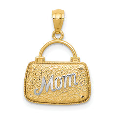 14K w/Rhodium 3D Reversible Mom Handbag Pendant