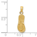 14K Gold 3D Flip-Flop Pendant with Solid Casted Design 22mm