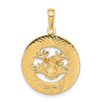 14K Gold Puerto Rico with Frog Pendant  Polished, Solid, Themed Design