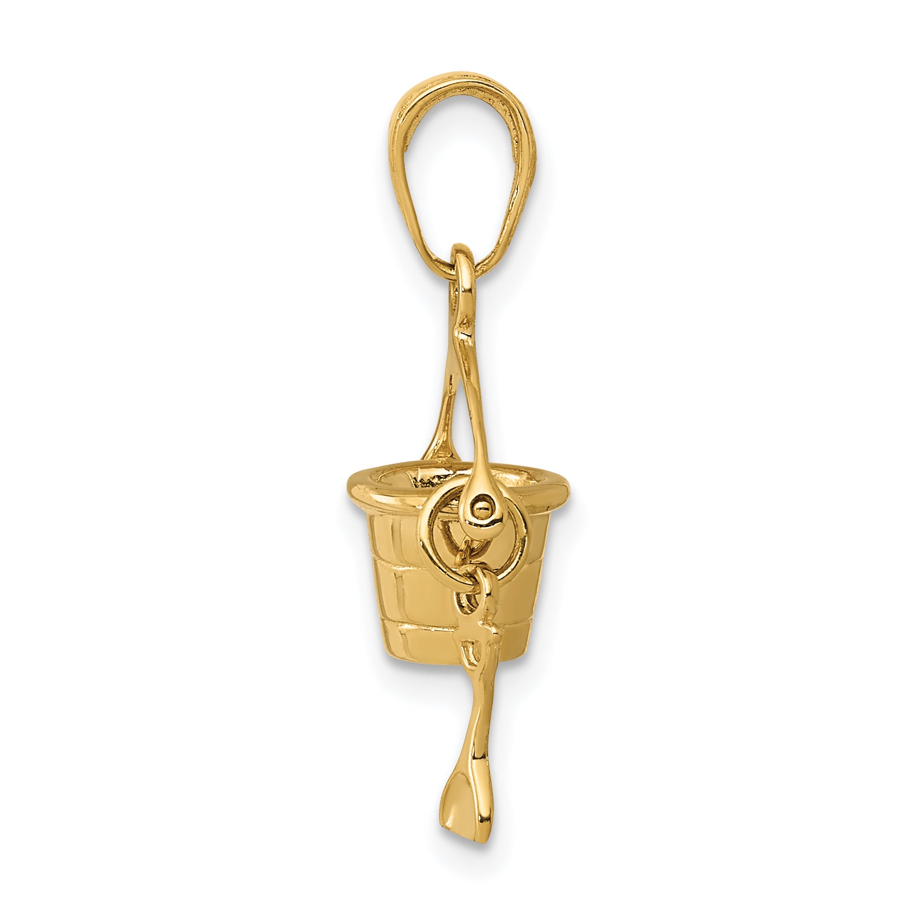14K Gold 3D Beach Bucket with Shovel Charm  Solid, Casted, Elegant Design Secondary image