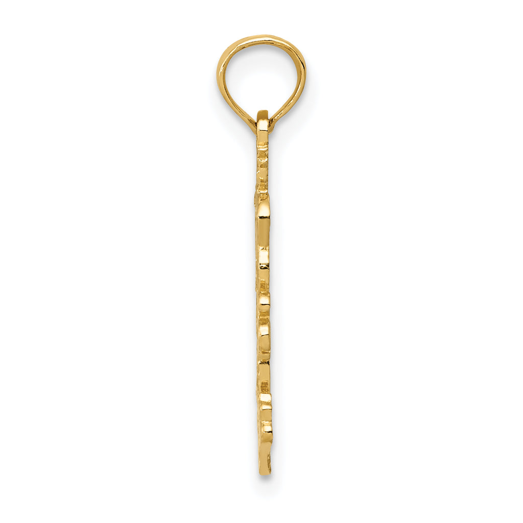 14K Gold Double Palm Trees Pendant with Solid Cast Design