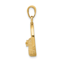 14K Gold Nantucket Basket Pendant with Solid Cast Design, 25mm Elegant Charm