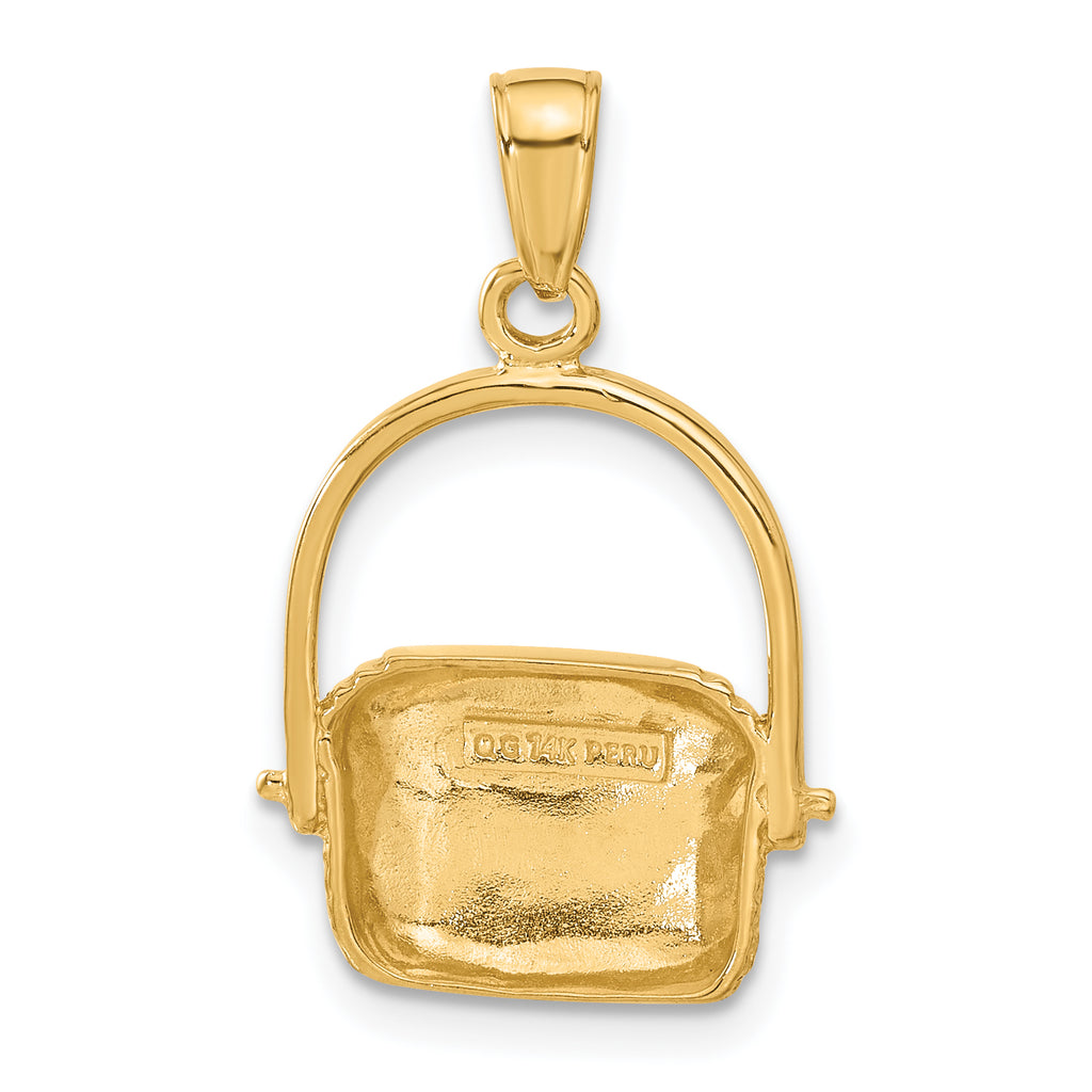 14K Gold Nantucket Basket Pendant with Solid Cast Design, 25mm Elegant Charm