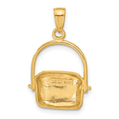 14K Gold Nantucket Basket Pendant with Solid Cast Design, 25mm Elegant Charm