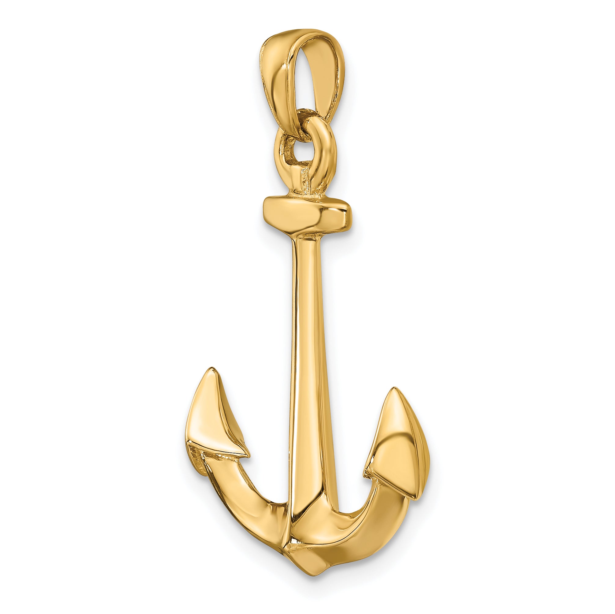Sophia Jewelers 14K Gold 3D Anchor Pendant for Men  Solid Cast, Nautical Charm