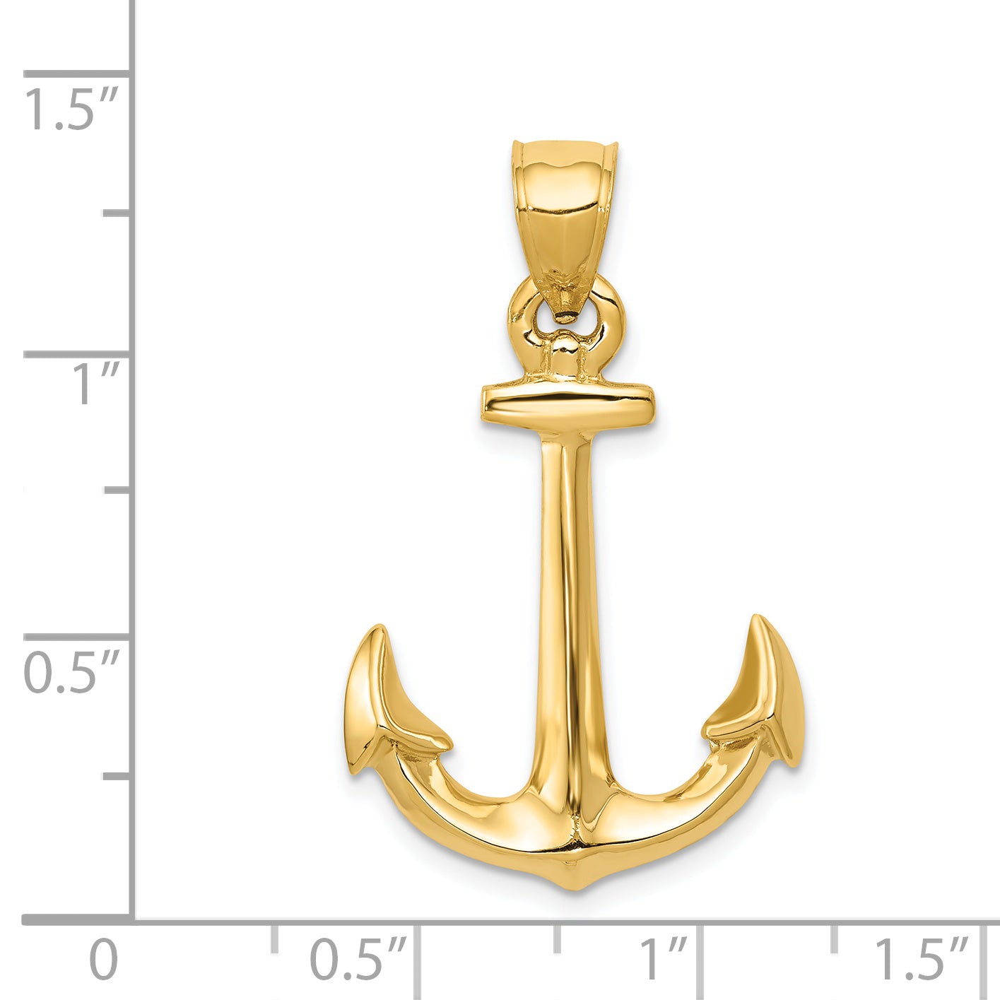 Sophia Jewelers 14K Gold 3D Anchor Pendant for Men  Solid Cast, Nautical Charm