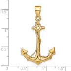14K Gold 3D Anchor with Rope Pendant for Men Bold Nautical Charm