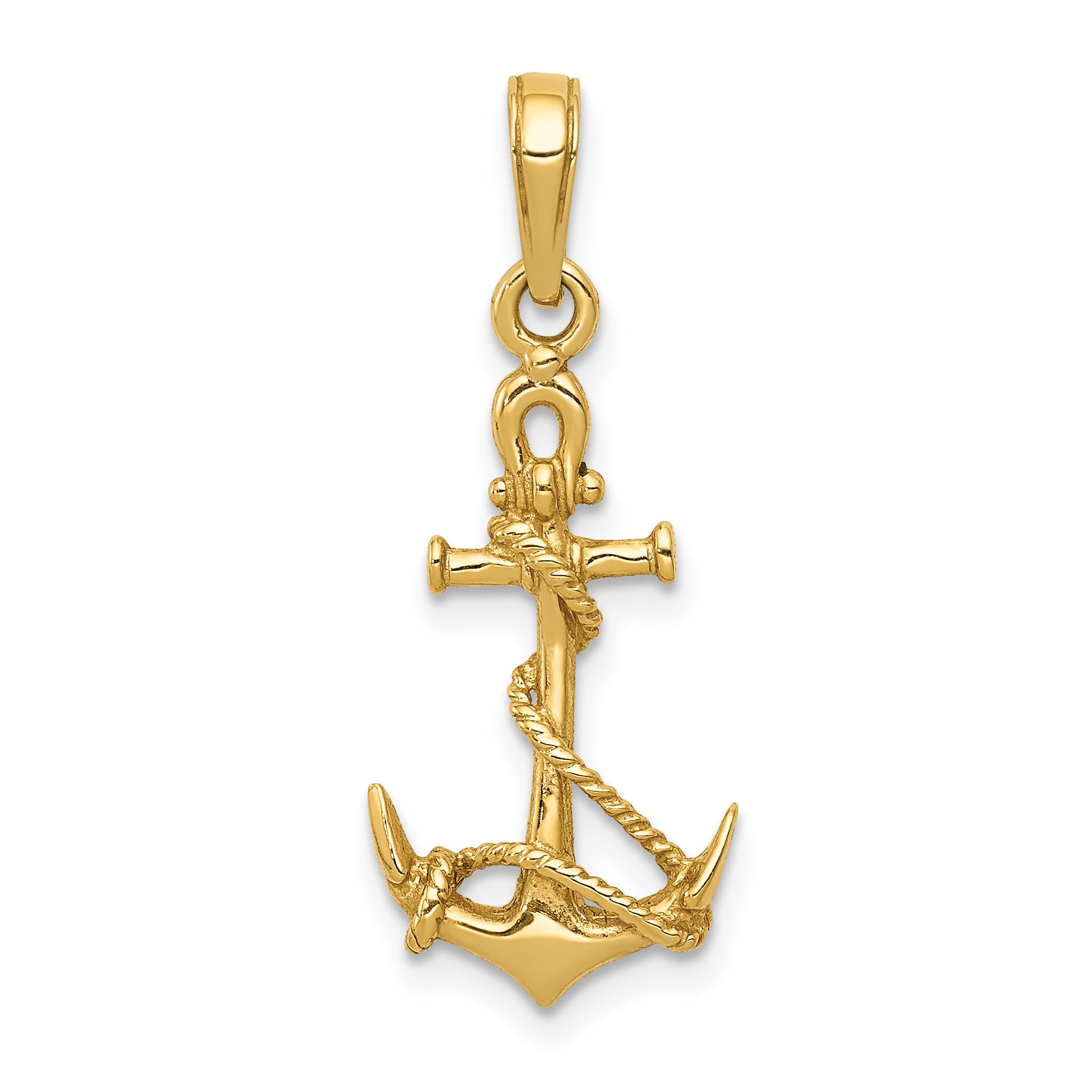 14k 3-D Anchor w/Shackle and Entwined Rope Pendant Main image