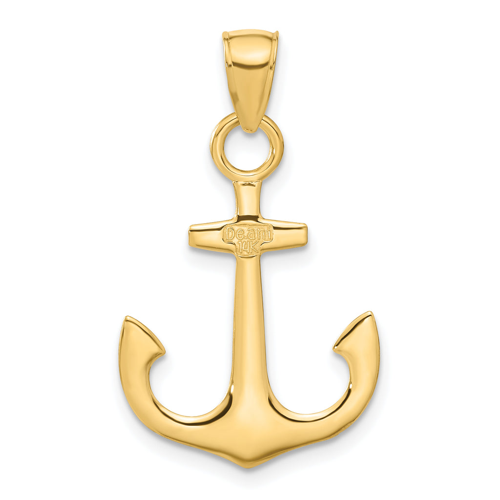 14K Gold Men's Anchor Pendant  Solid Casted, Nautical Theme