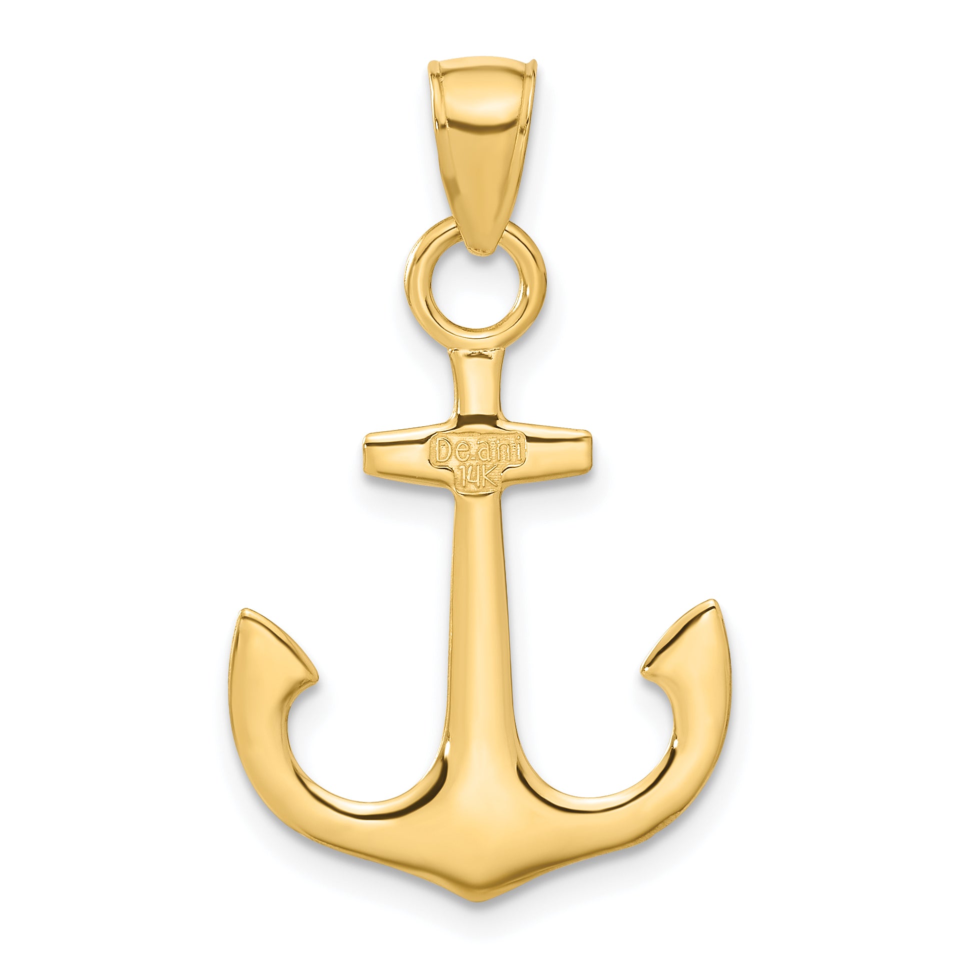 14K Gold Men's Anchor Pendant  Solid Casted, Nautical Theme