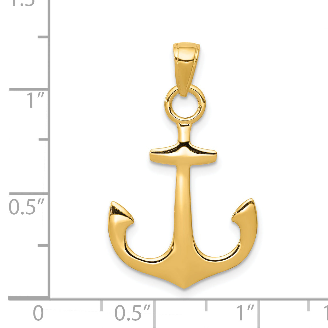 14K Gold Men's Anchor Pendant  Solid Casted, Nautical Theme