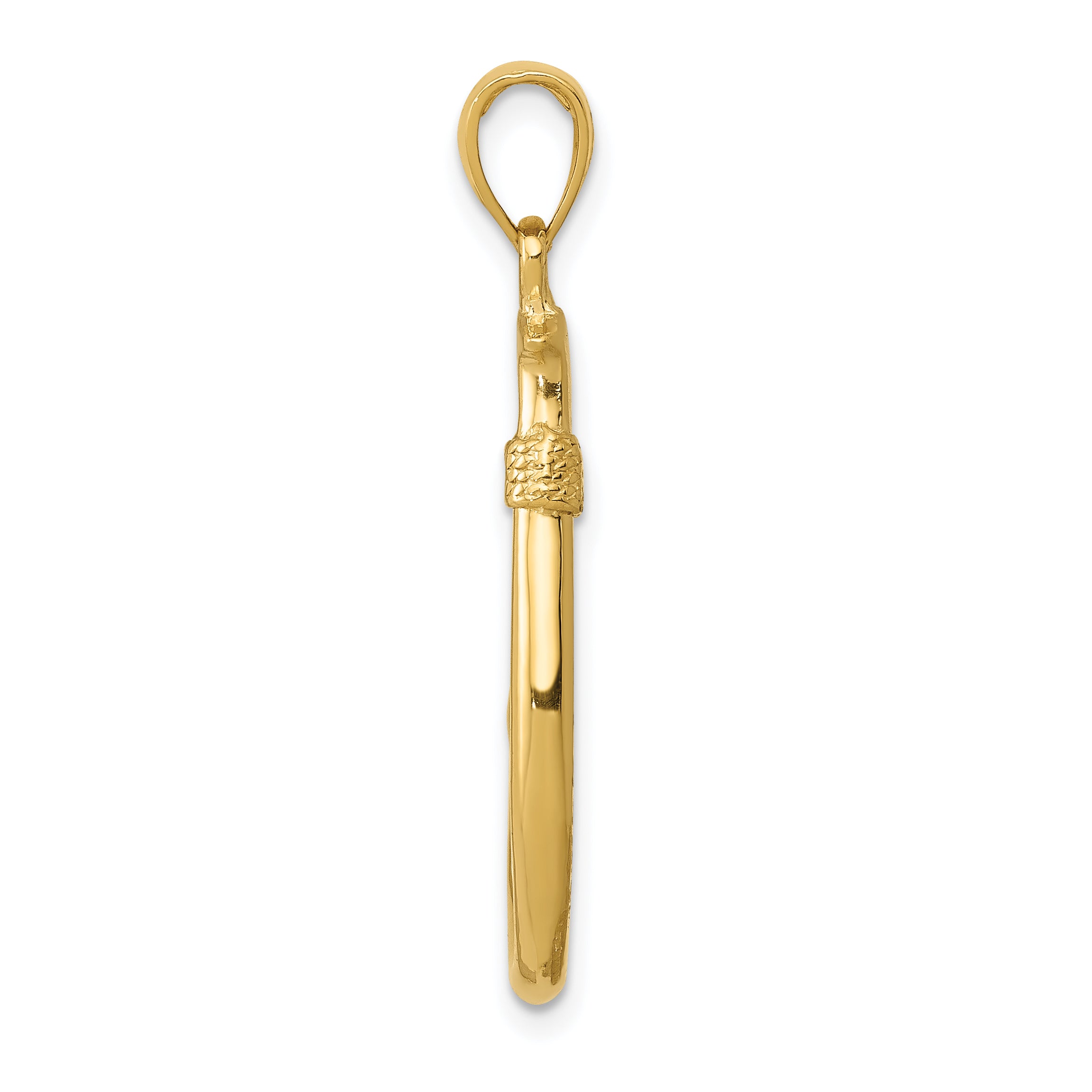 14K Gold 3D Fishing Hook Pendant for Men Solid and Casted Secondary image