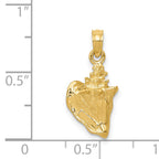 14K Gold 3D Conch Shell Pendant with Polished Finish for Men