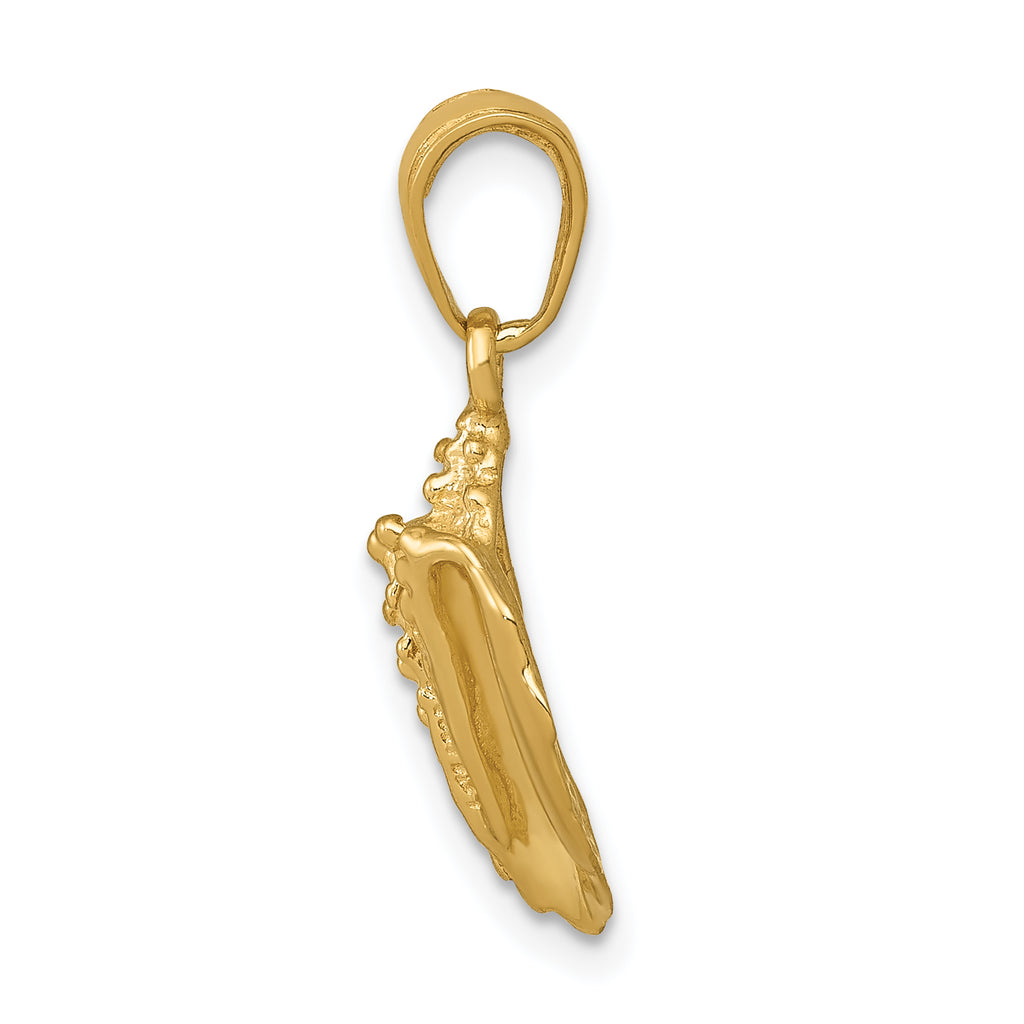 14K Gold Polished Conch Shell Pendant for Men  Solid, Casted Design