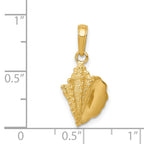14K Gold Polished Conch Shell Pendant for Men  Solid, Casted Design