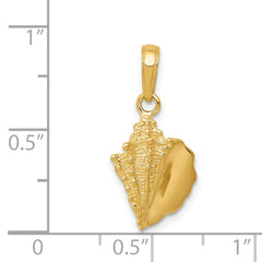 14K Gold Polished Conch Shell Pendant for Men  Solid, Casted Design