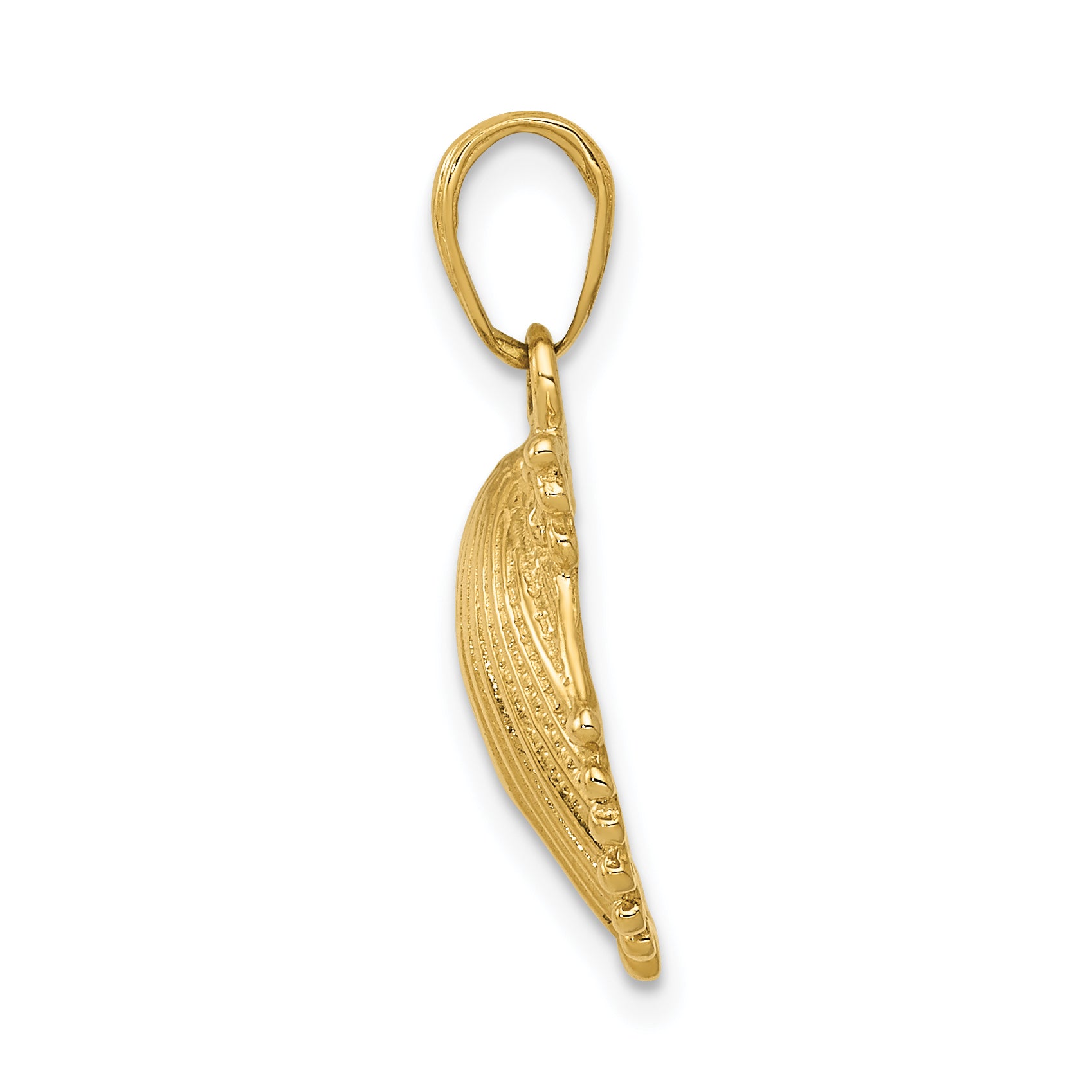 14K Gold Scallop Shell Pendant for Men with Polished Finish Secondary image