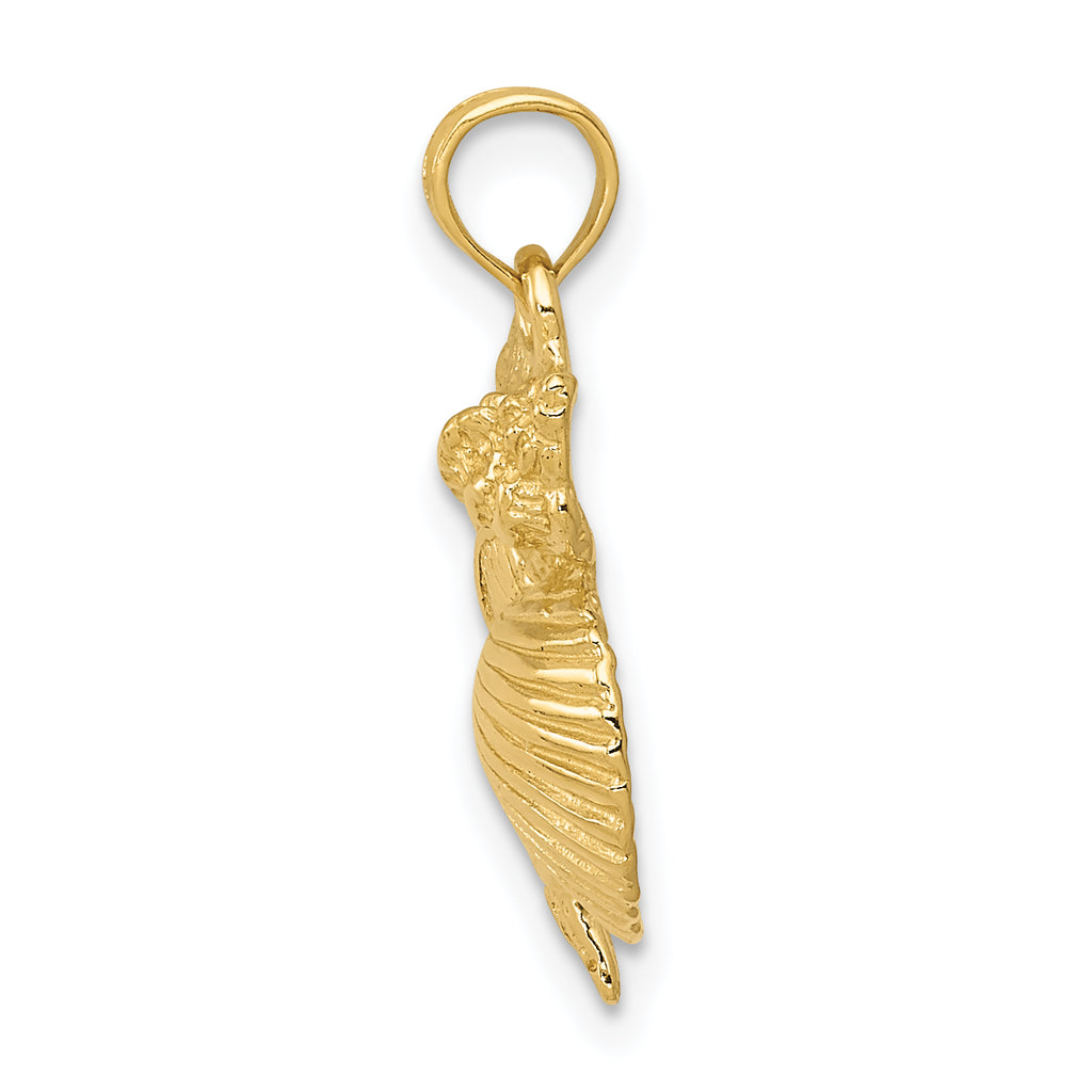 14K Gold Shell Cluster Pendant for Men with Polished Textured Finish