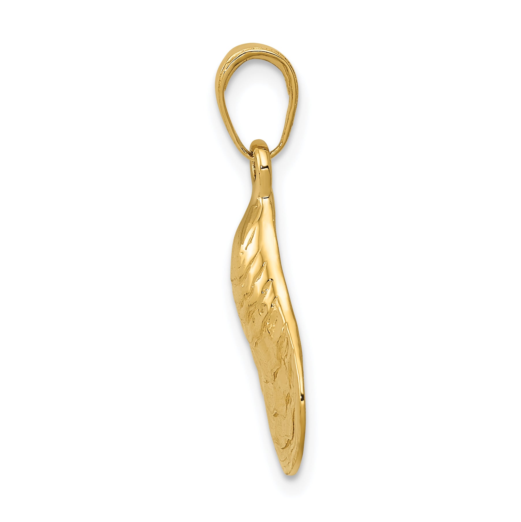 14K Gold Oyster Shell Pendant for Men with Polished Textured Finish Secondary image