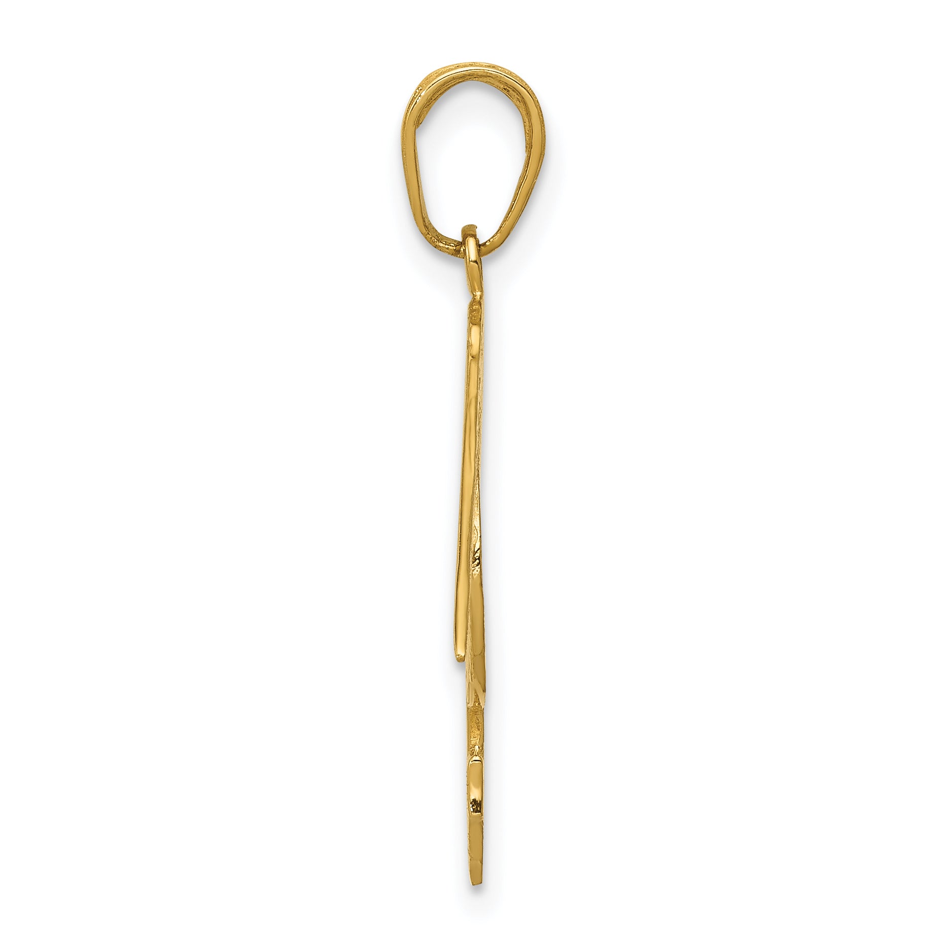 14K Gold Polished Pelican Pendant for Men with Textured Detail