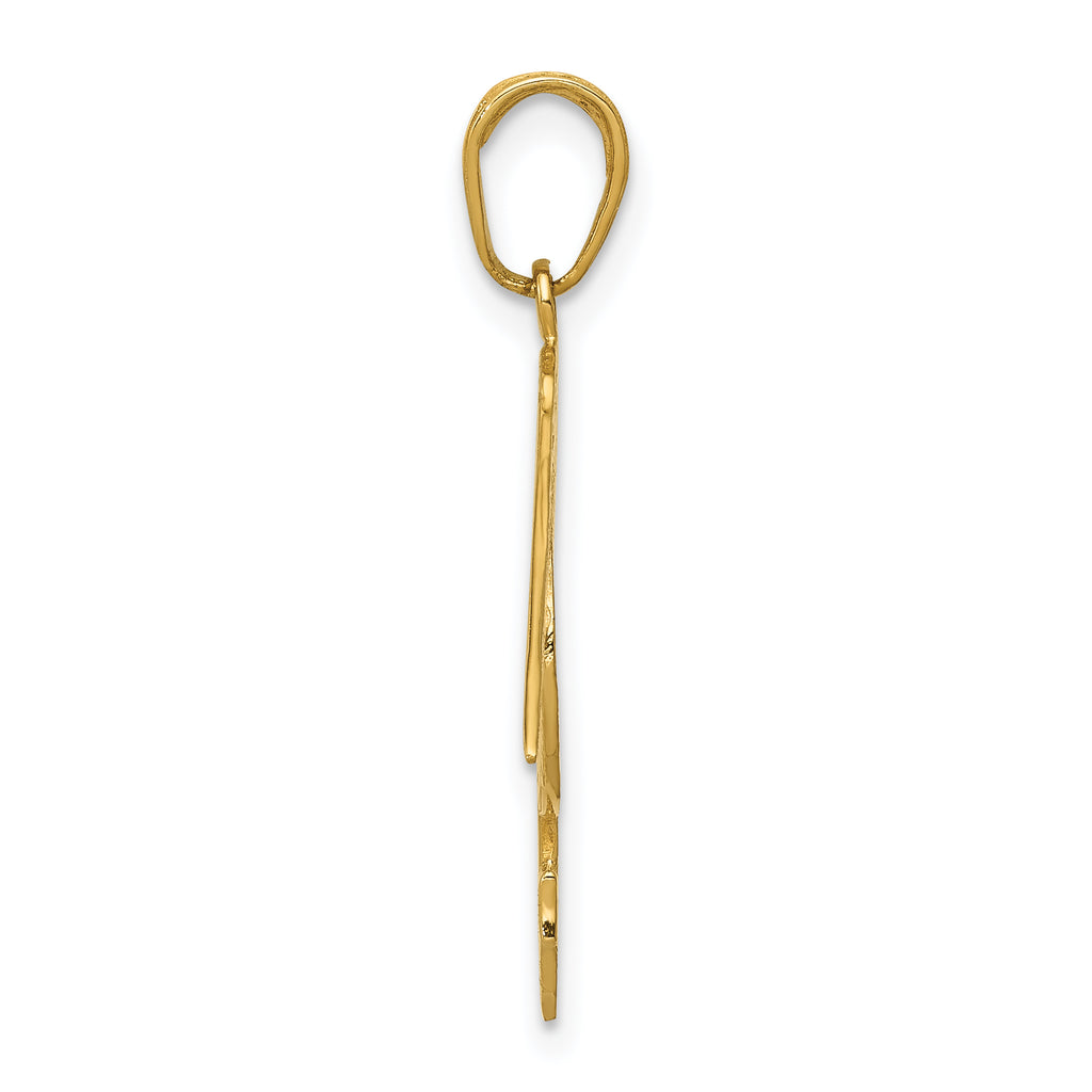 14K Gold Polished Pelican Pendant for Men with Textured Detail