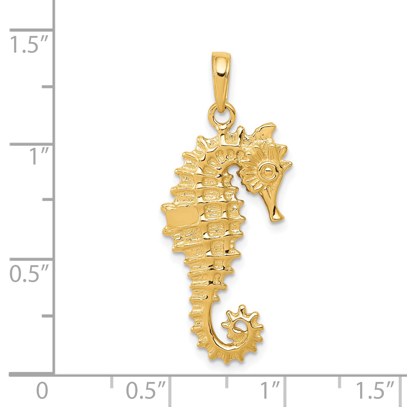 14K Gold 3D Seahorse Pendant for Men  Polished & Textured Elegance
