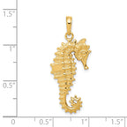 14K Gold 3D Seahorse Pendant for Men  Polished & Textured Elegance