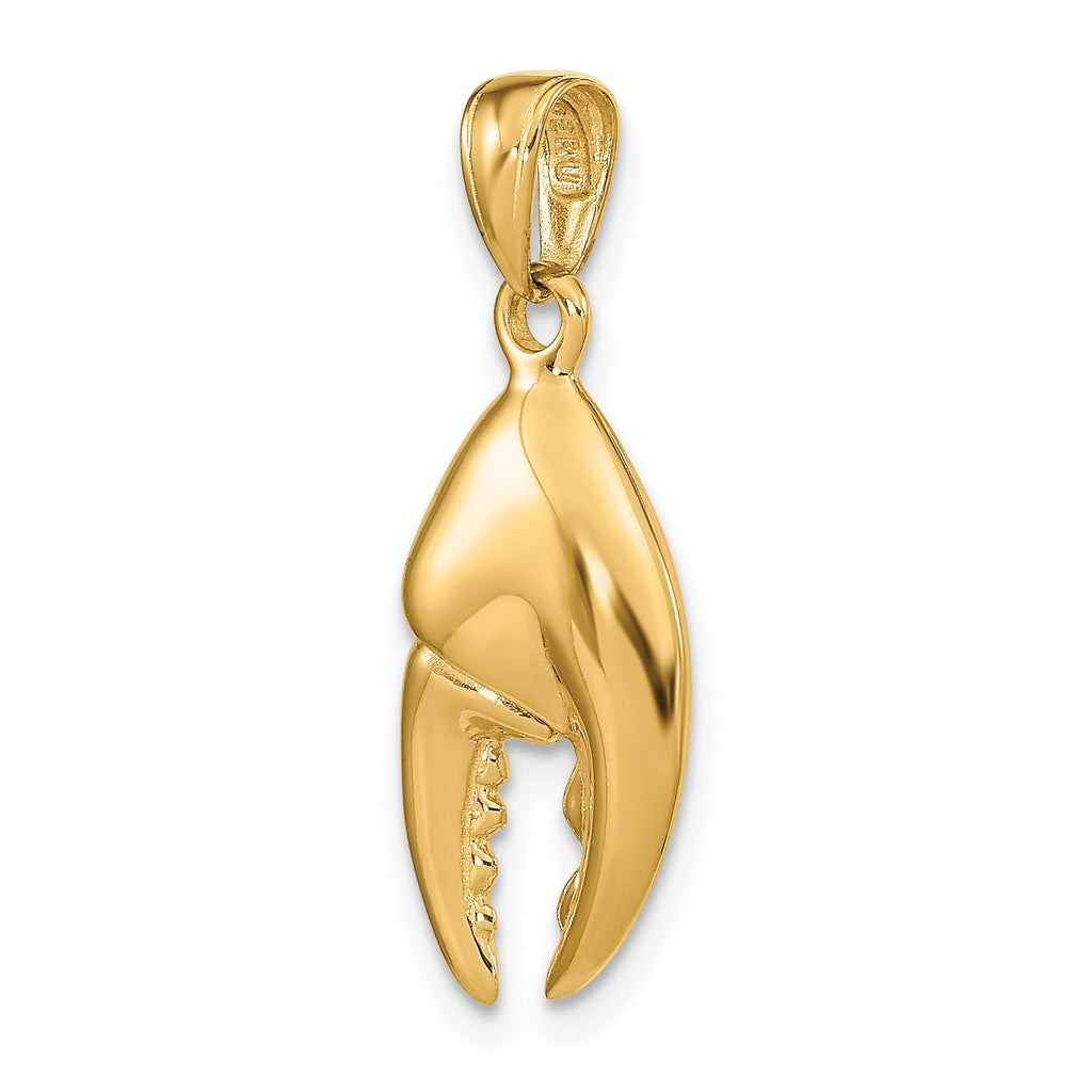 14K Gold 3D Moveable Stone Crab Claw Pendant for Men Polished Finish