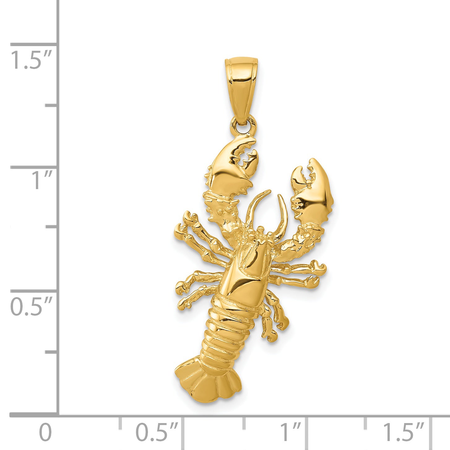 14K Gold Lobster Pendant for Men  Solid Casted Design, 34mm Length