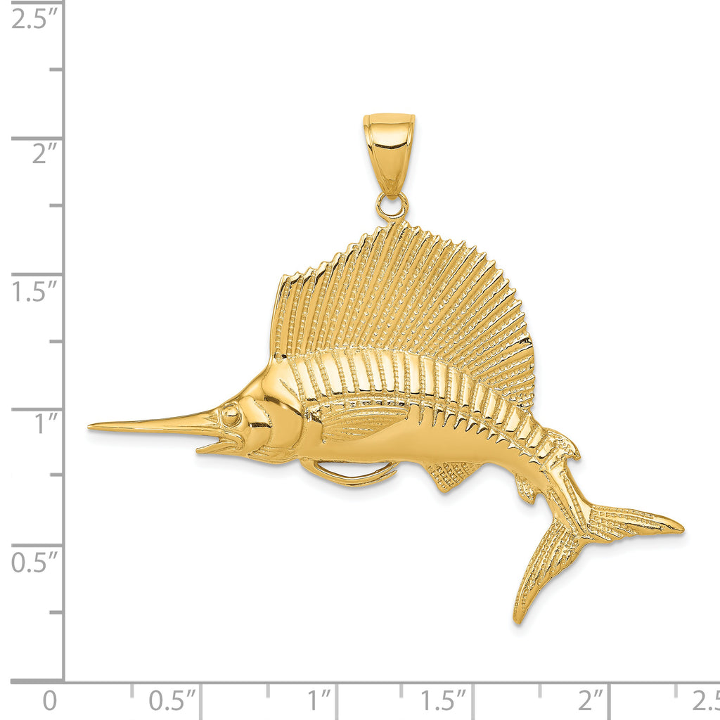 14K Gold Sailfish Pendant for Men  Solid Casted Design, Bold & Elegant
