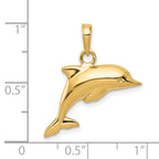 14K Gold Polished 3D Dolphin Pendant for Men  Elegant, Hollow Design